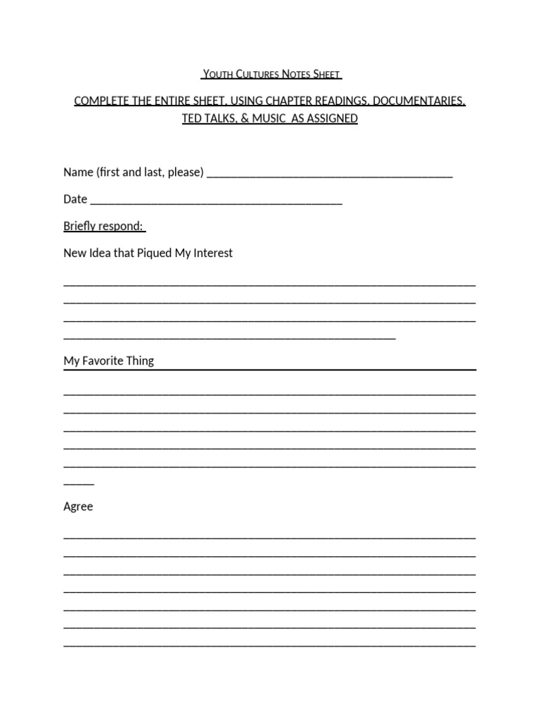 YC Reading Notes Sheet (4) (1) (1) (1) (1) - 6 | PDF