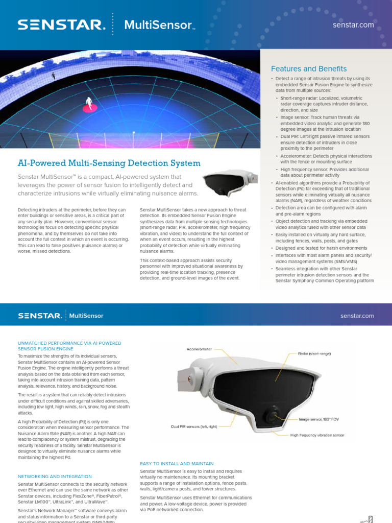 Senstar MultiSensor: AI-Driven Intrusion Detection | PDF | Radar | Sensor