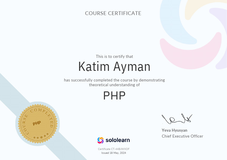PHP Course Completion Certificate | PDF