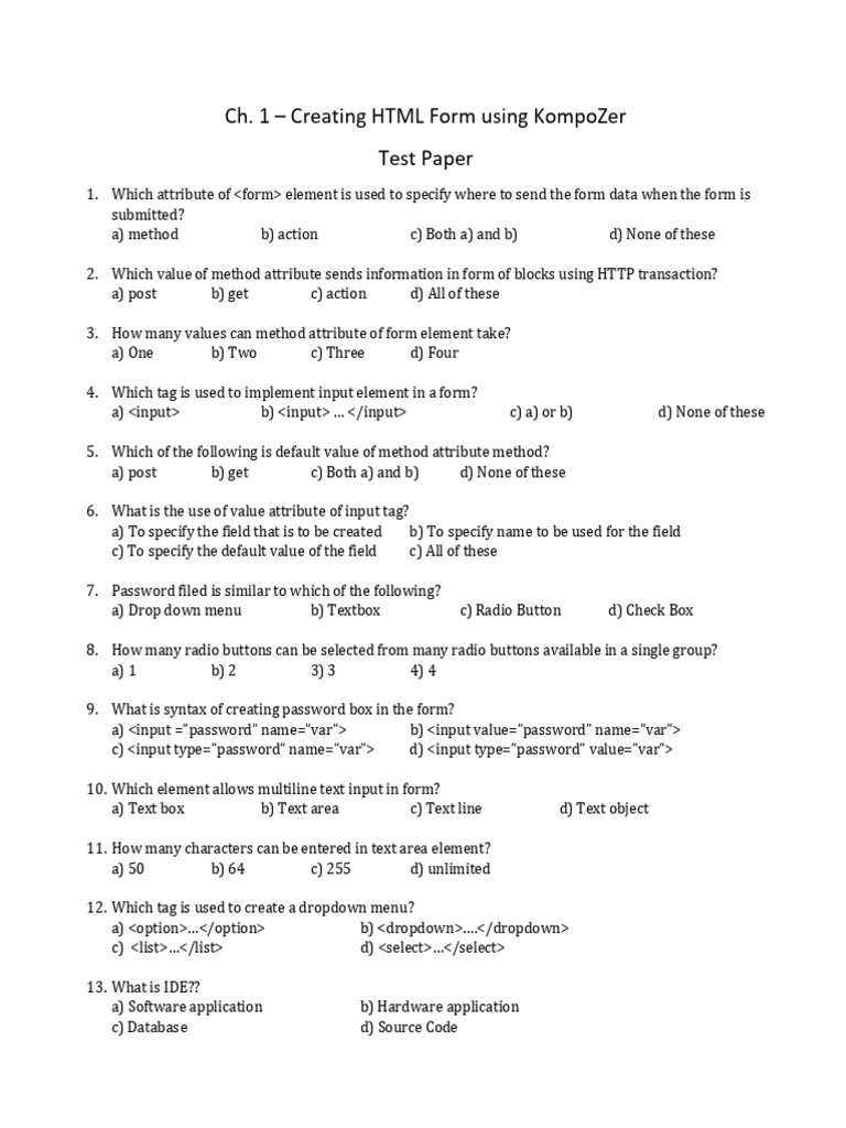HTML Form Creation with KompoZer Guide | PDF | Html | Cursor (User ...