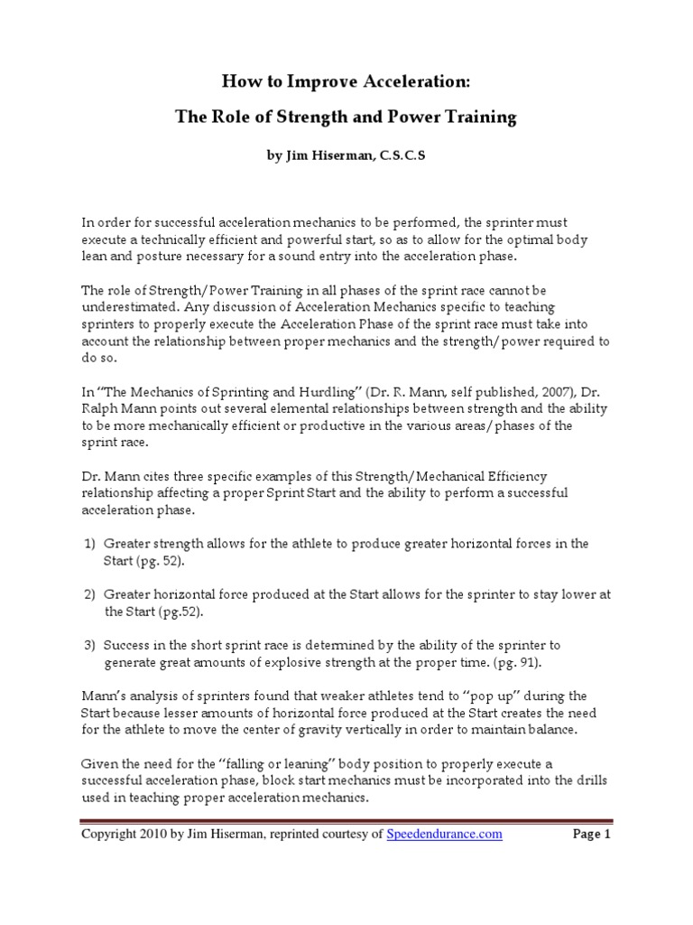 Jim Hiserman Role of Strength and Power Training PDF Strength