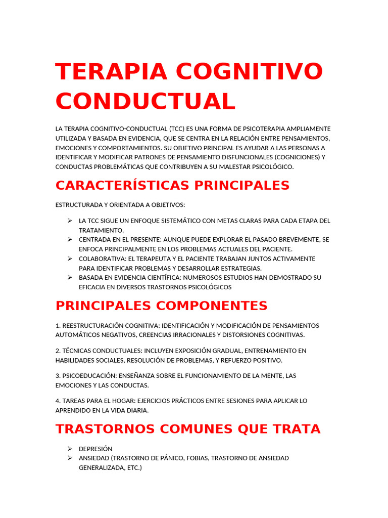 Terapia Cognitivo-Conductual: Guía Completa | PDF | Terapia de conducta ...