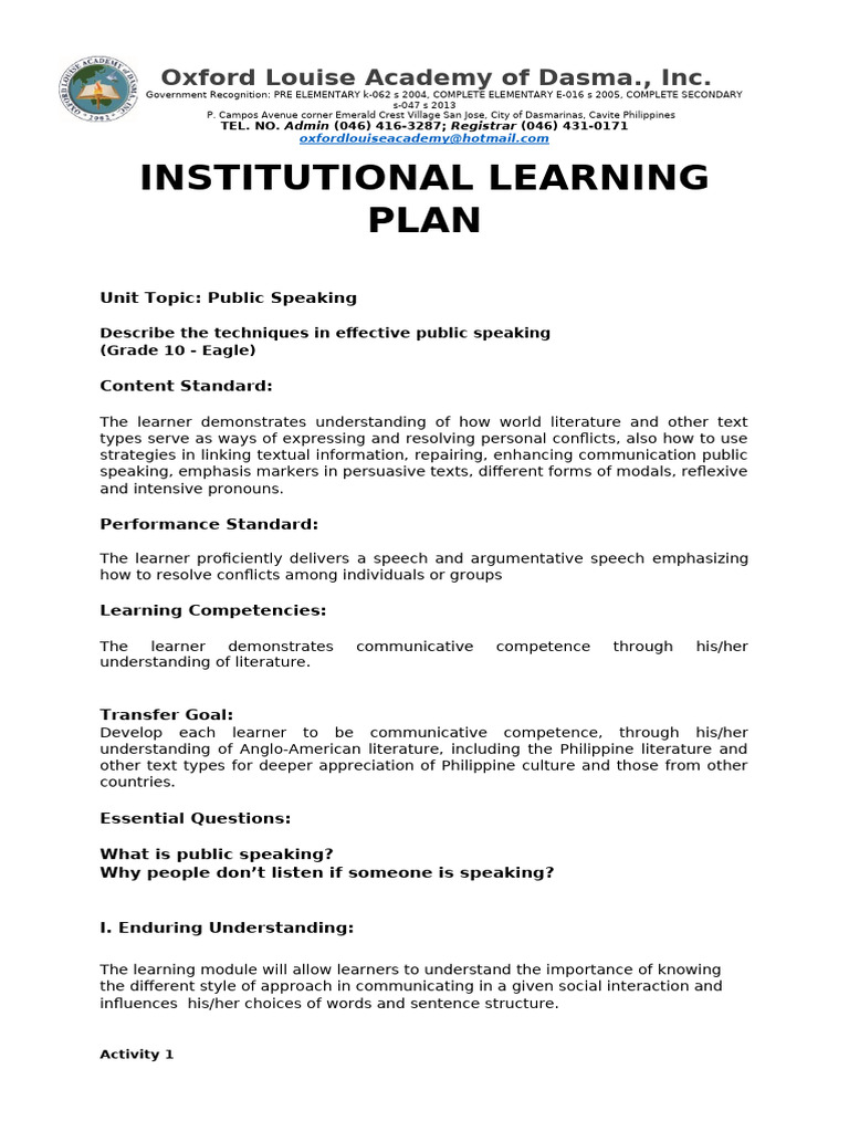 Public Speaking Techniques for Grade 10 | PDF | Learning | Public Speaking