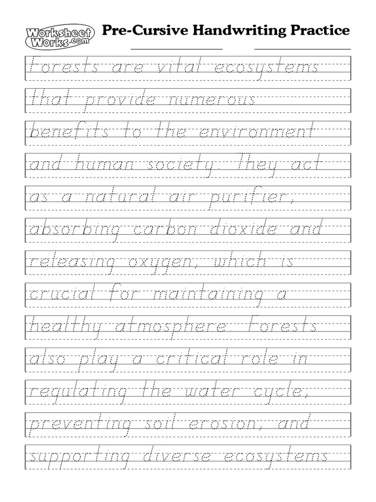 Pre-Cursive Handwriting Worksheets | PDF