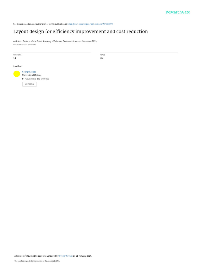 Layout Design For Efficiency Improvement and Cost | PDF | Mathematical ...
