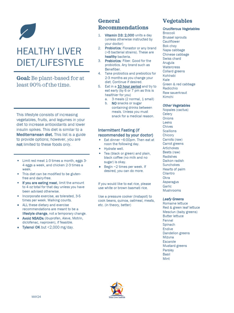 Healthy Liver Diet & Lifestyle Guide | PDF | Cabbage | Vegetables