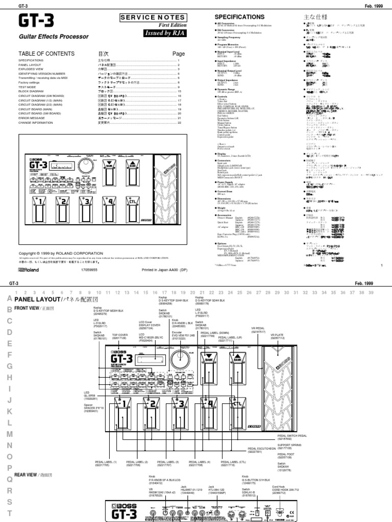 Boss GT-3 Repair Manual | PDF | Digital Analog Converter | Random Access Memory