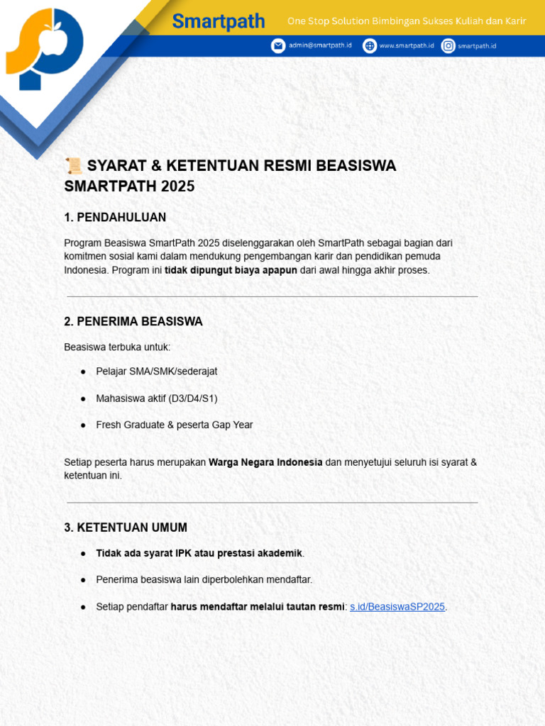 Syarat Beasiswa SmartPath 2025 | PDF