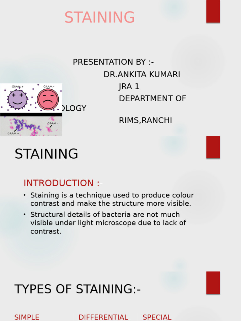 Overview of Staining Techniques in Microbiology | PDF | Staining ...