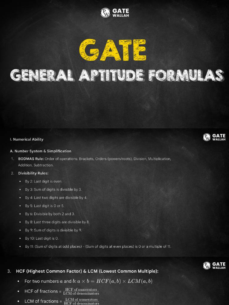 GATE 2 General Aptitude Formulas | PDF