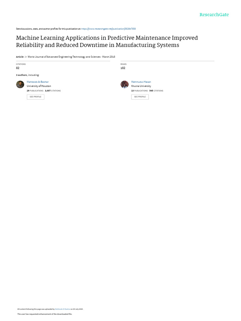 Machine Learning in Predictive Maintenance | PDF | Machine Learning ...