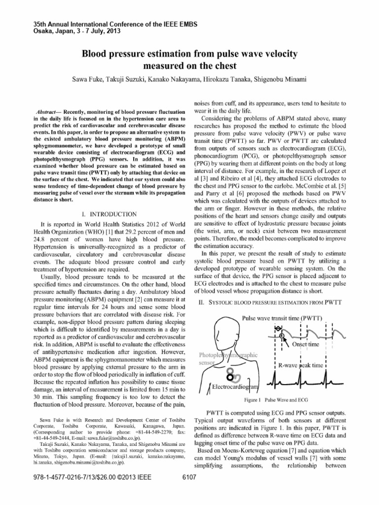 Wearable Device for Blood Pressure Estimation | PDF | Blood Pressure ...