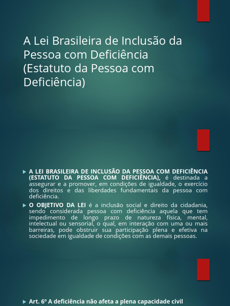 Resumo da Lei de Inclusão no Brasil | PDF | Exclusão social ...