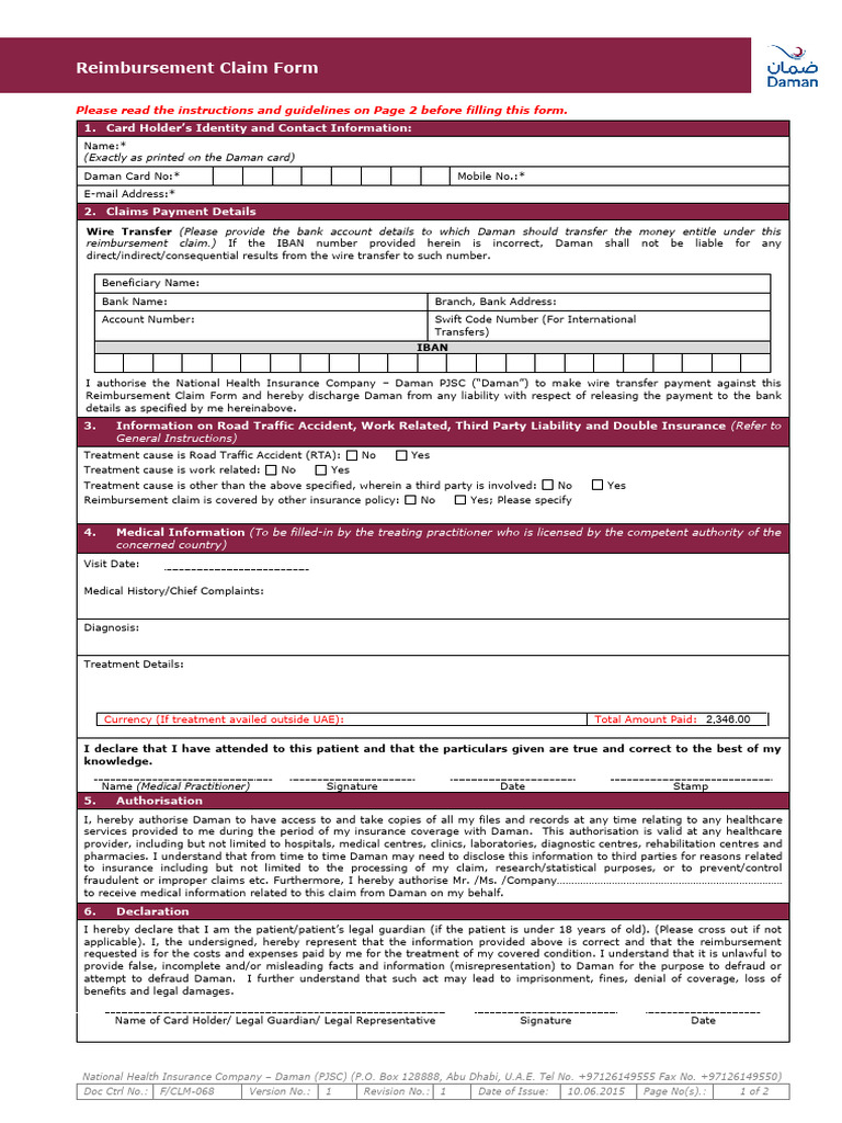 claim-reimbjursement-form-pdf-insurance-united-arab-emirates