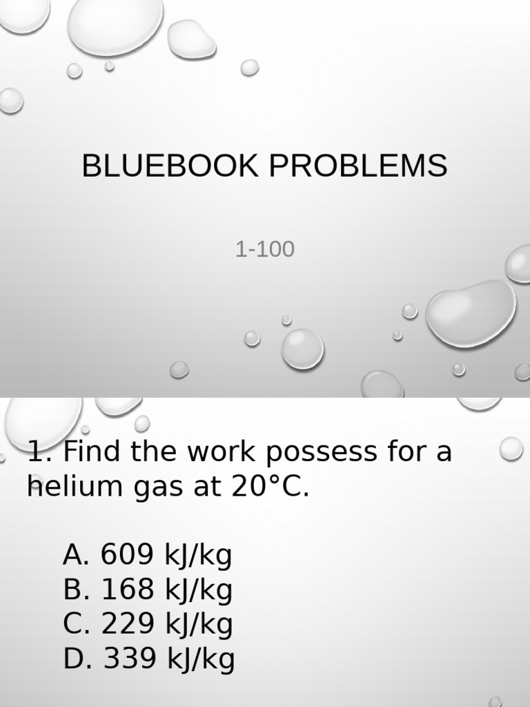 1-100 Bluebook Problems | PDF | Steam | Gases