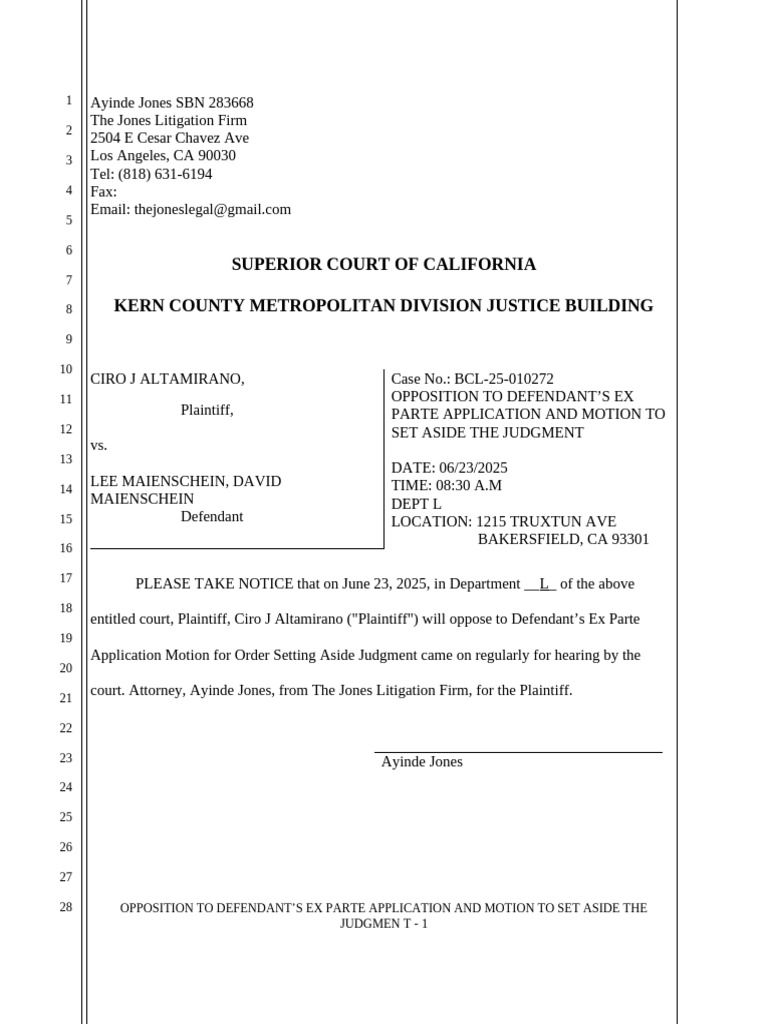 Opposition to Ex Parte Motion Judgment | PDF | Default Judgment ...