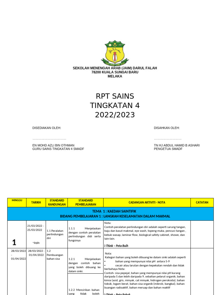 RPT Sains t4 2022 Mao | PDF