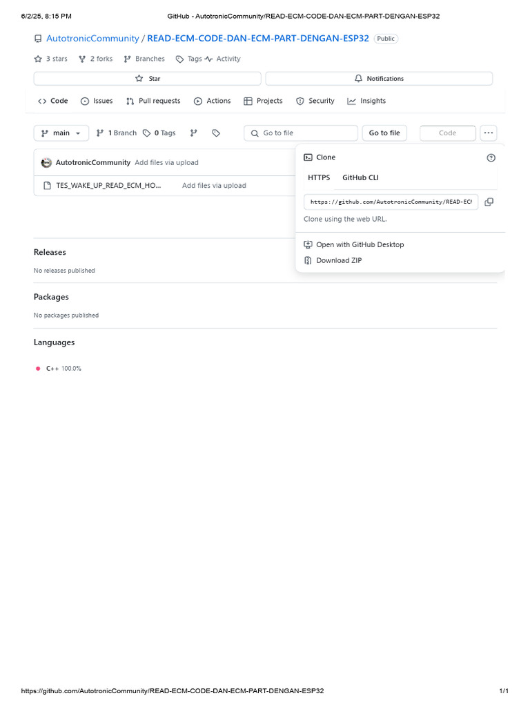 ECM Code for ESP32 on GitHub | PDF