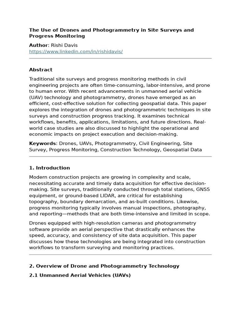 Drones in Civil Engineering Surveys | PDF | Unmanned Aerial Vehicle ...