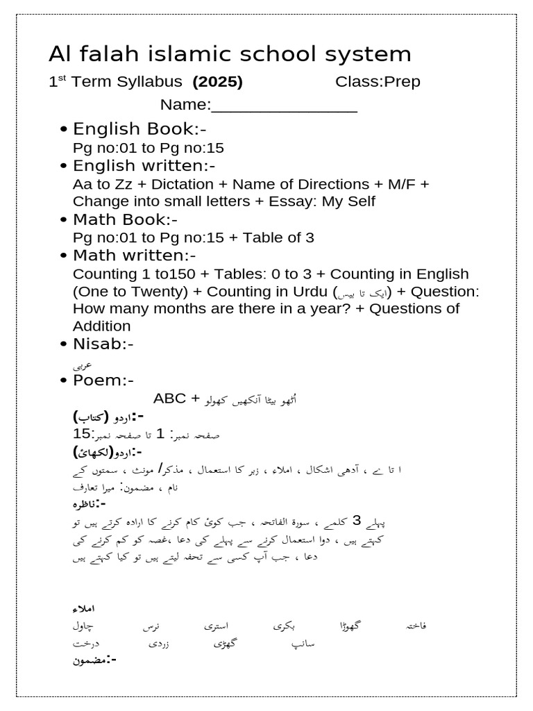 Class Prep Syllabus | PDF