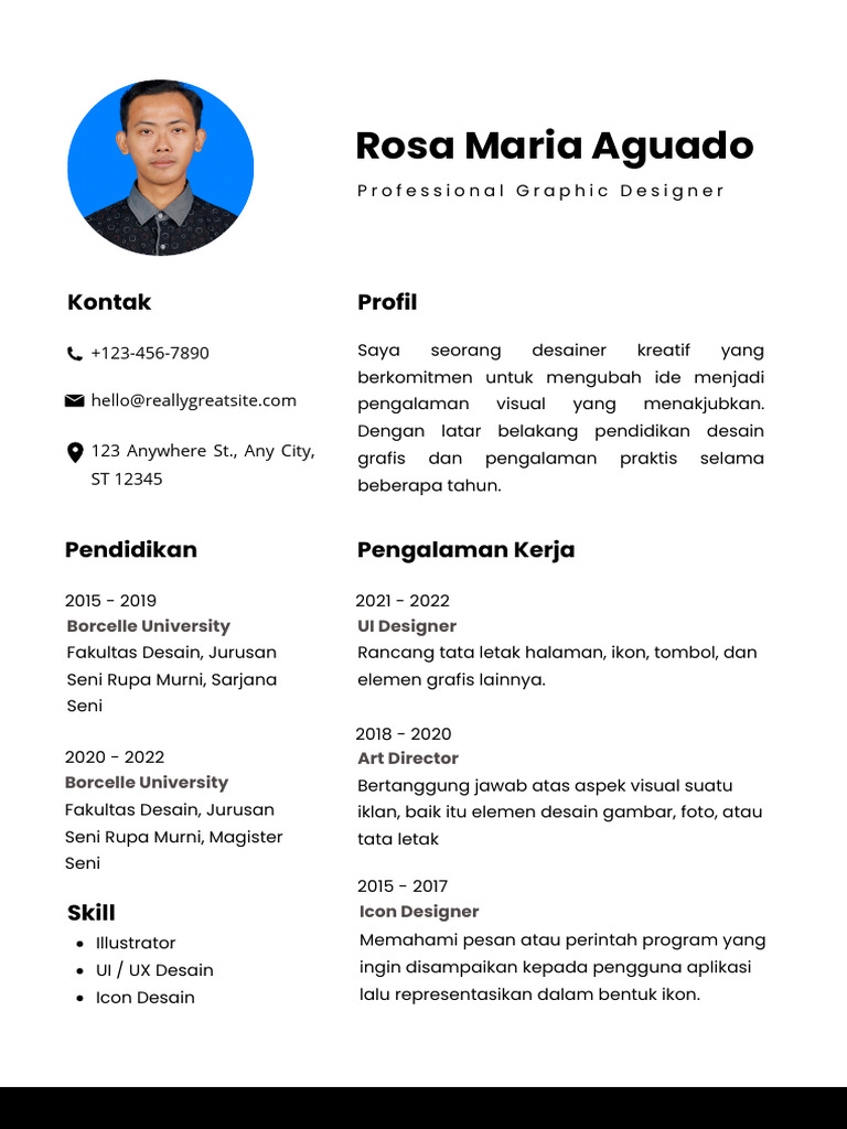 Putih Dan Hitam Profesional Minimalis CV Resume Template | PDF