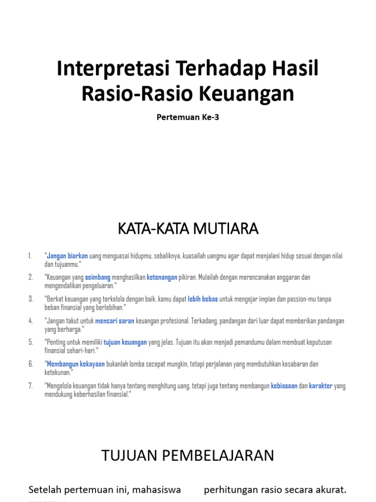 Interpretasi Rasio Keuangan Dasar | PDF
