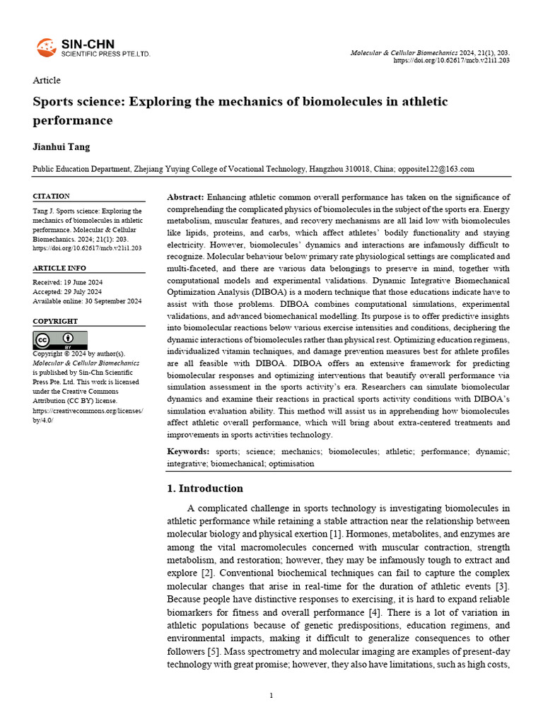 Sports Science Exploring The Mechanics of Biomolec | PDF | Skeletal ...