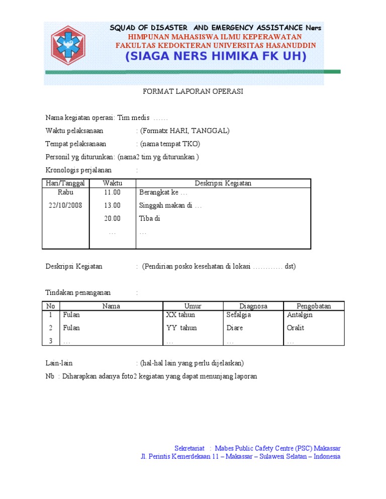 Format Laporan Operasi