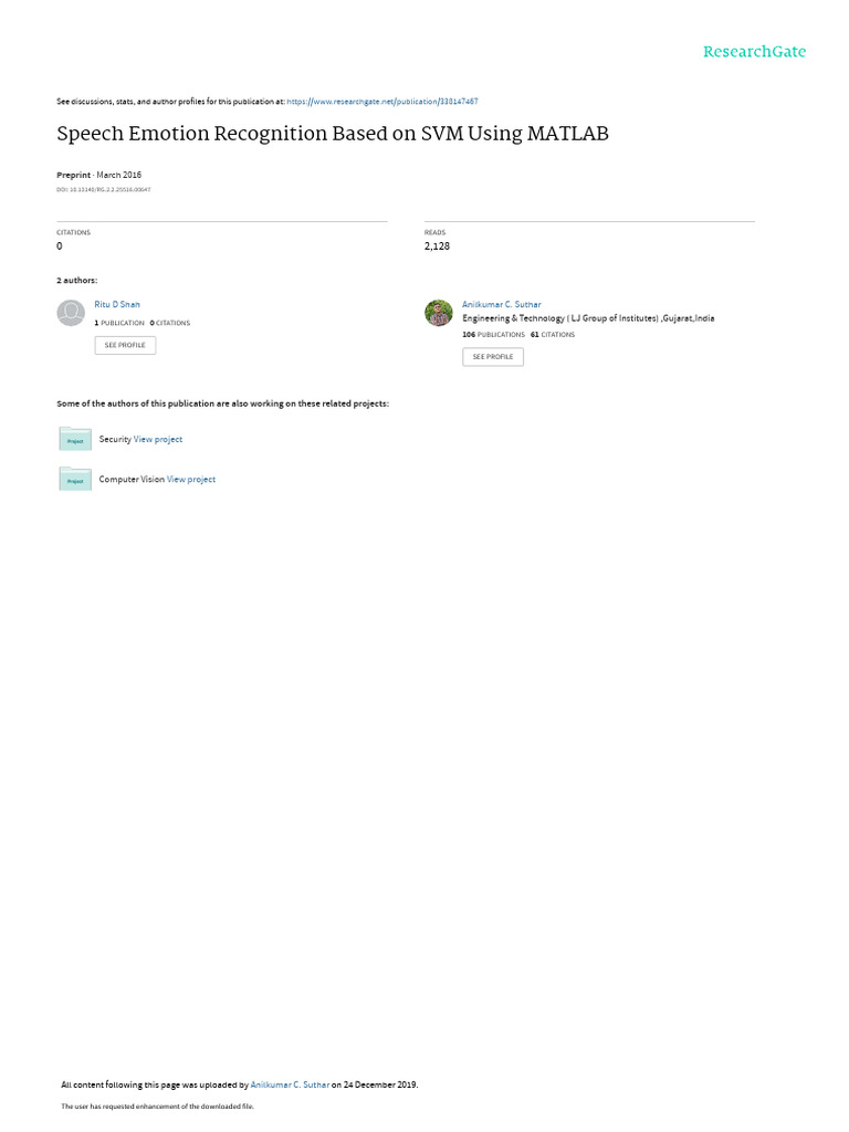 Speech Emotion Recognition with SVM | PDF | Support Vector Machine ...