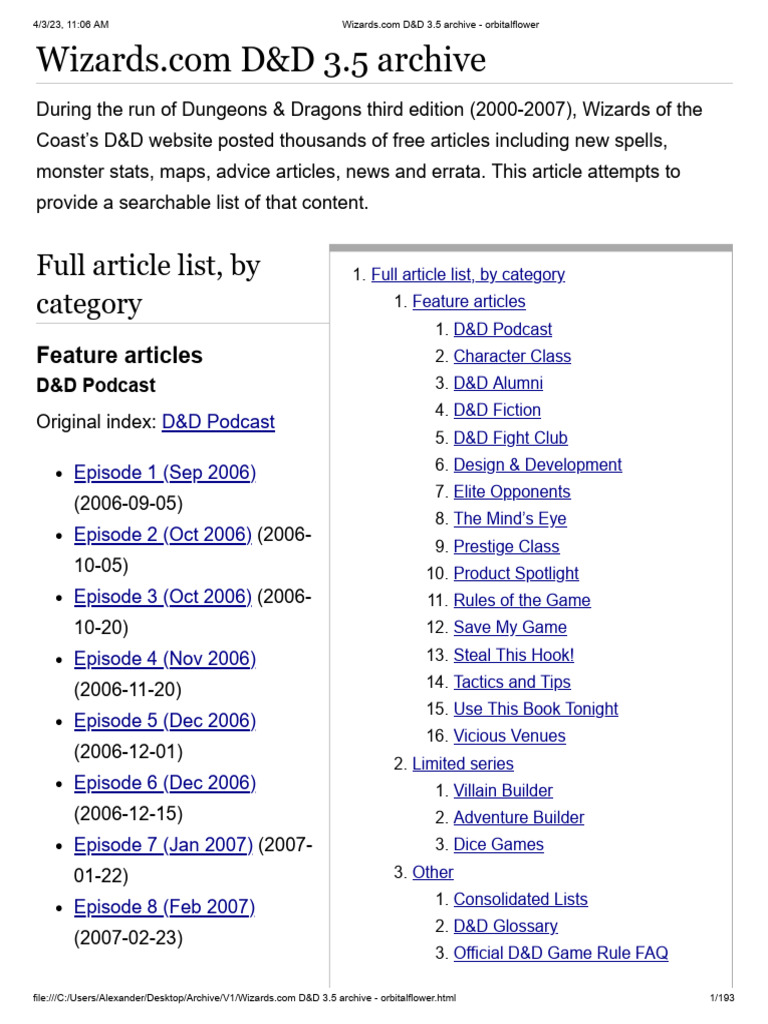 D&D 3.5 Archive Overview | PDF | Dungeons & Dragons | Role Playing Games
