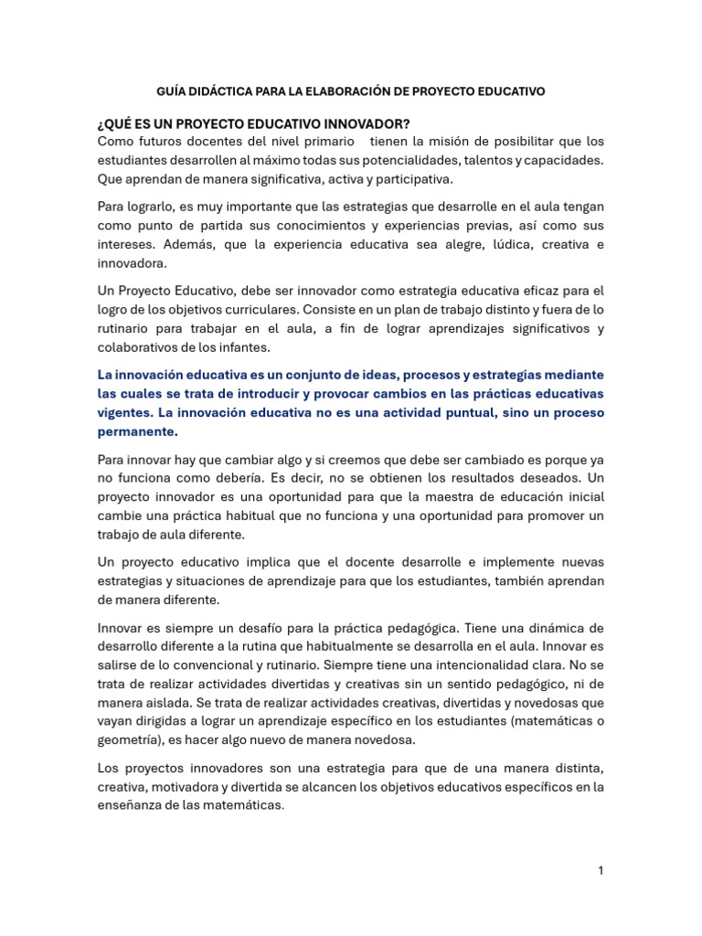 Estructura de un Proyecto Educativo | PDF | Enseñando | Aprendizaje