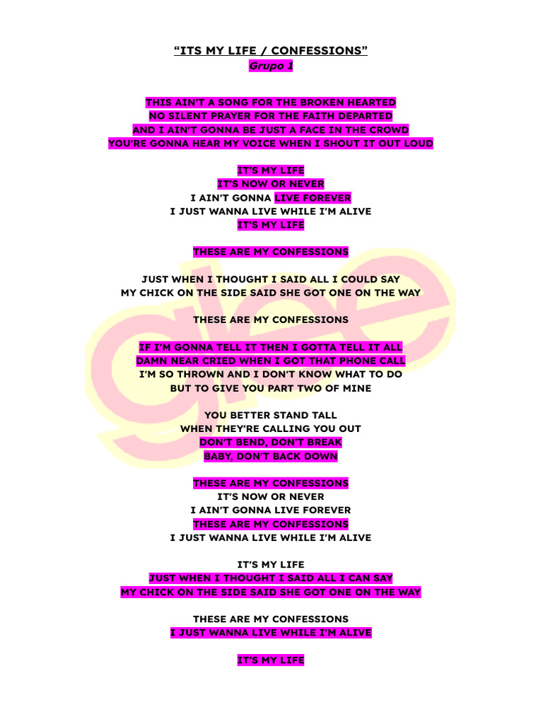 Its My Life - Confessions | PDF
