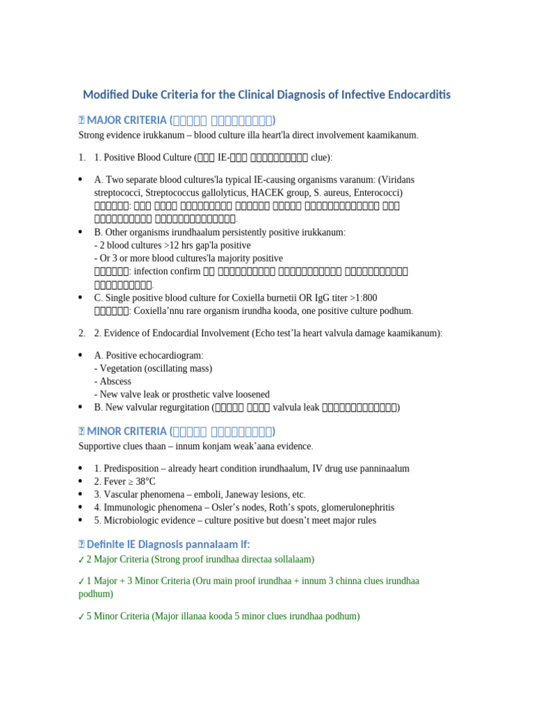 Modified Duke Criteria Bilingual | PDF