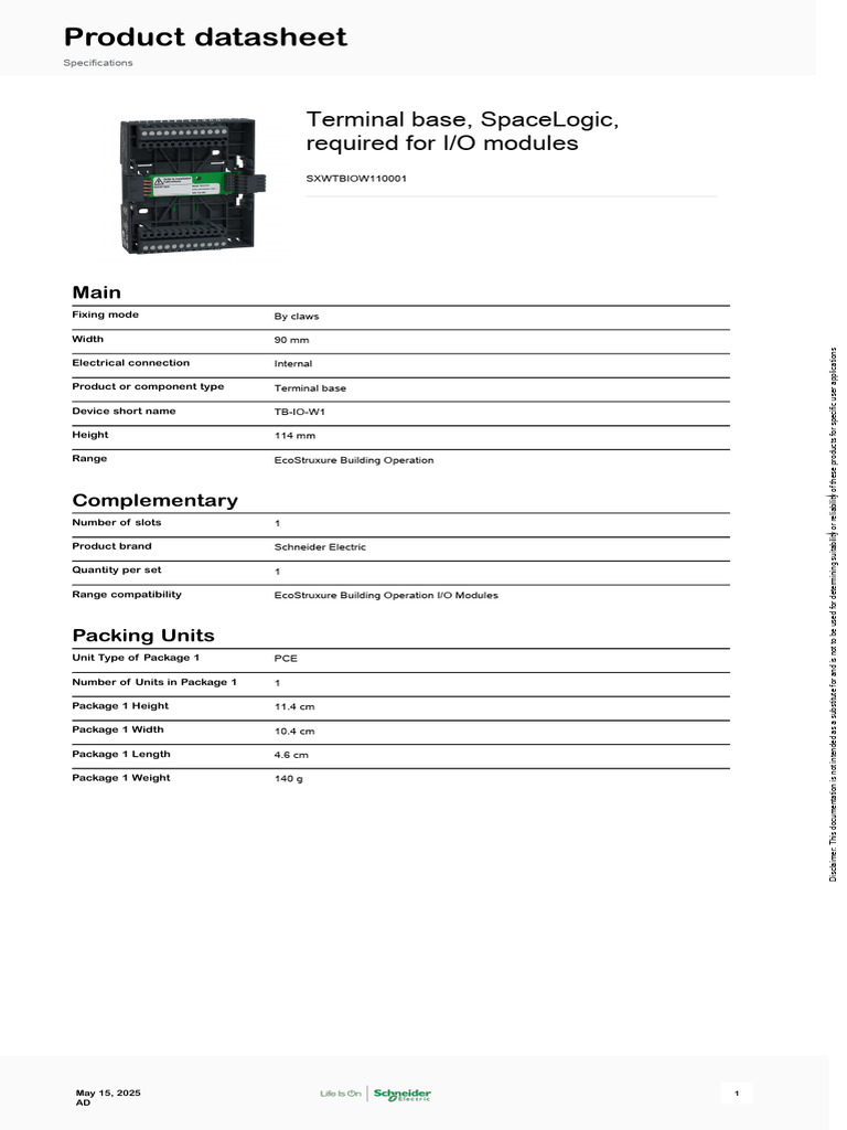 Terminal Base for EcoStruxure I/O Modules | PDF | Economy And The ...