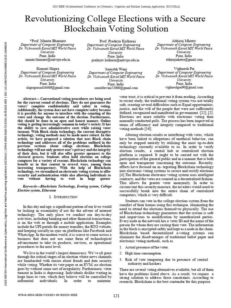 Revolutionizing College Elections With A Secure Blockchain Voting