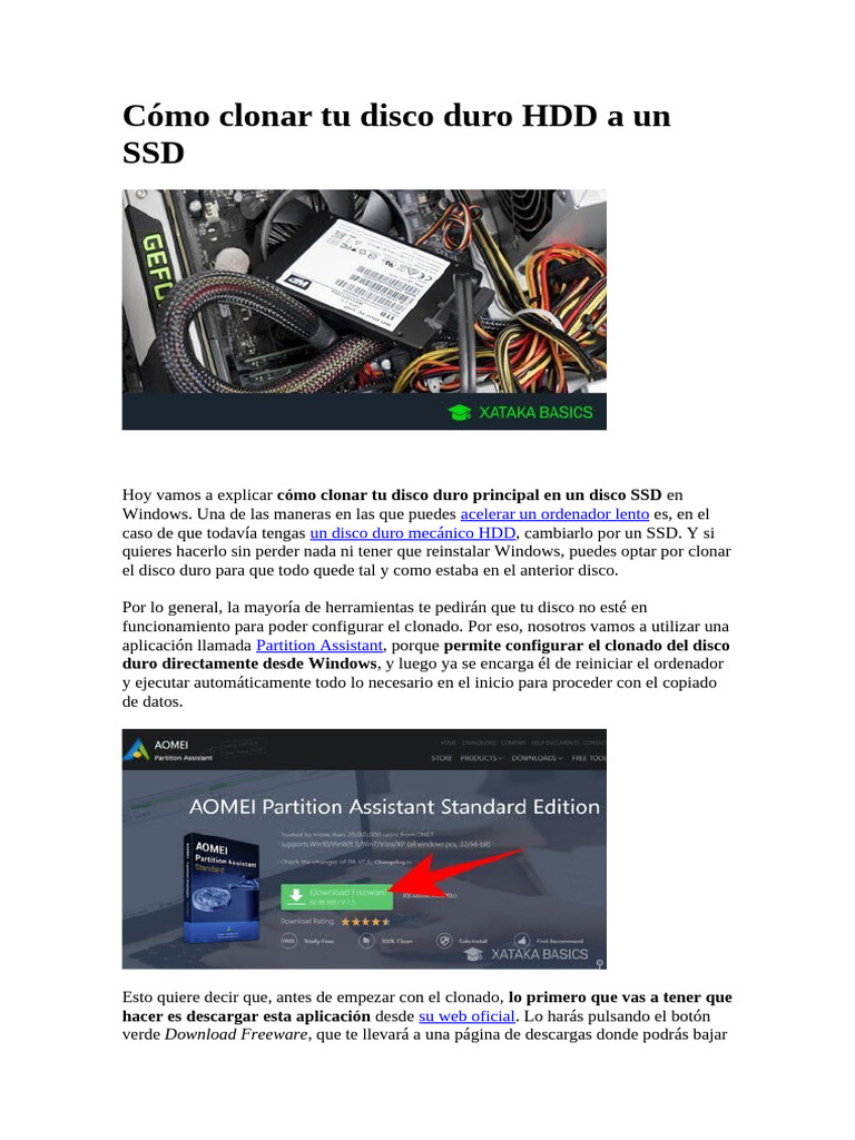 Cómo Clonar Tu Disco Duro HDD A Un SSD | PDF | Arranque | Bios