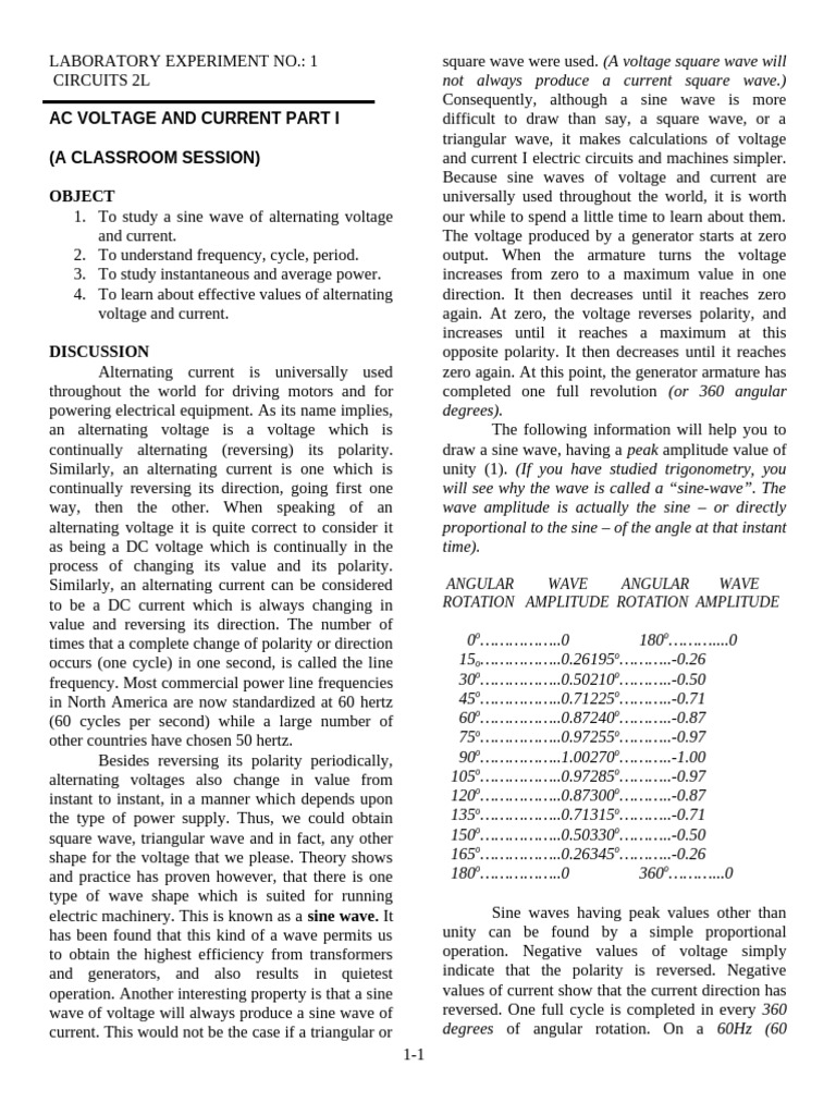 1 AC Voltage Current Part 1 | PDF | Alternating Current | Root Mean Square