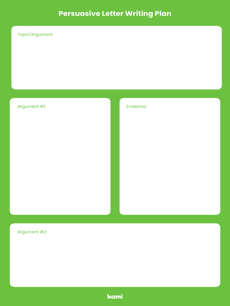 Persuasive Writing Letter Template - Green | PDF