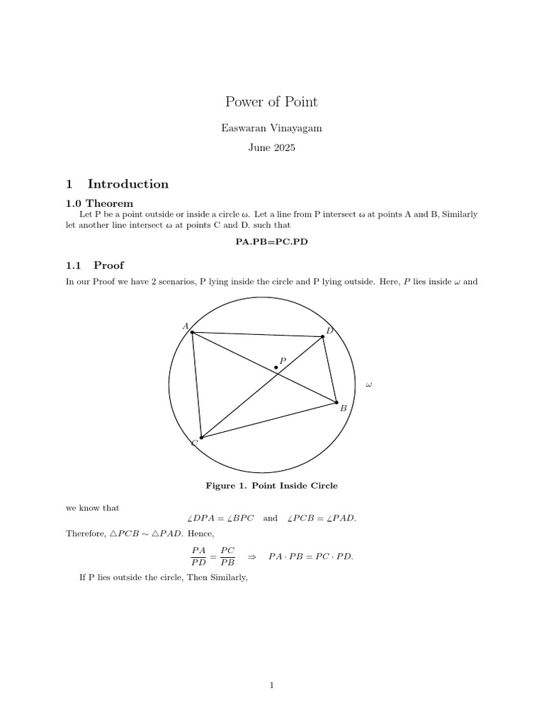 Power Of Point Theorem Explained Pdf 