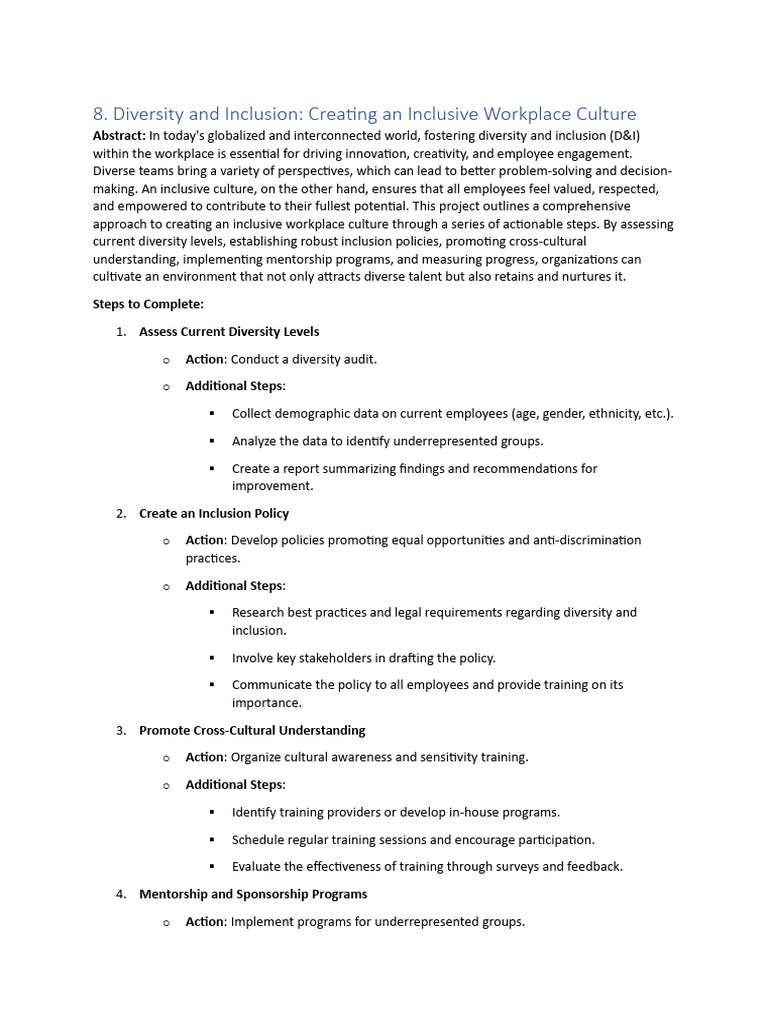 Diversity and Inclusion | PDF | Mentorship | Diversity (Business)