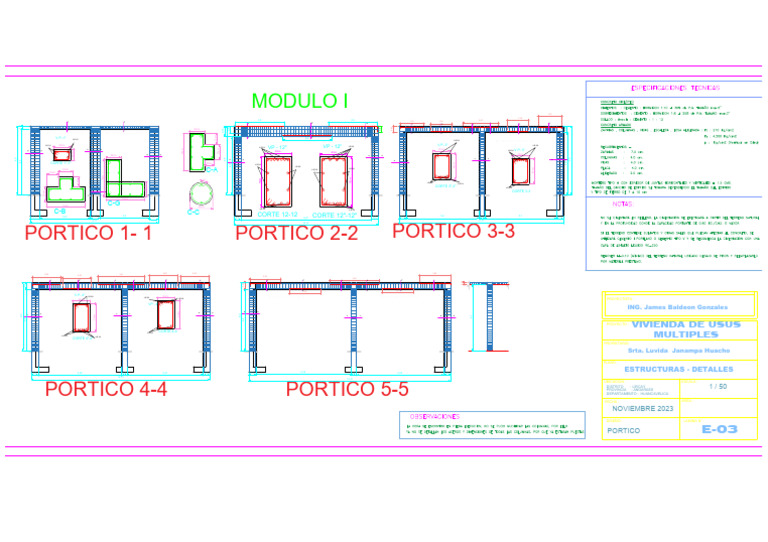 Plano Estructural Modulo 1-5 | PDF