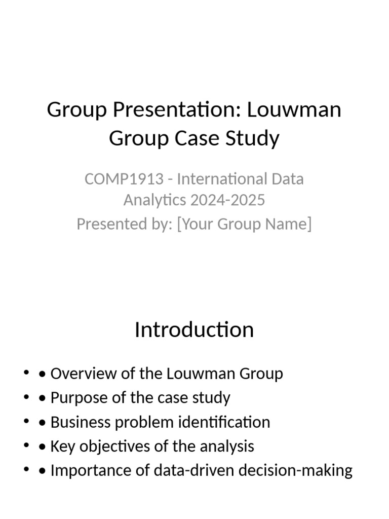 Louwman Group Case Study Analysis | PDF