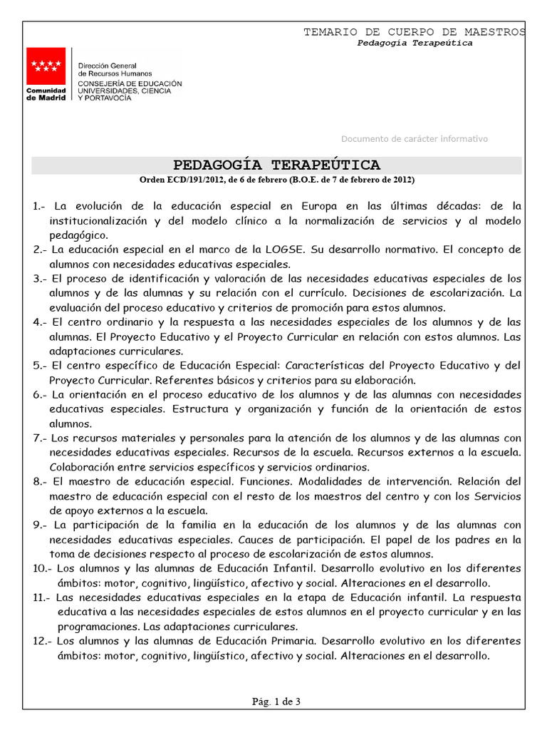 Temario - Pedagogia - Terapeutica Jurefhiumt45 kbhf45fkg4 HF JKG ...