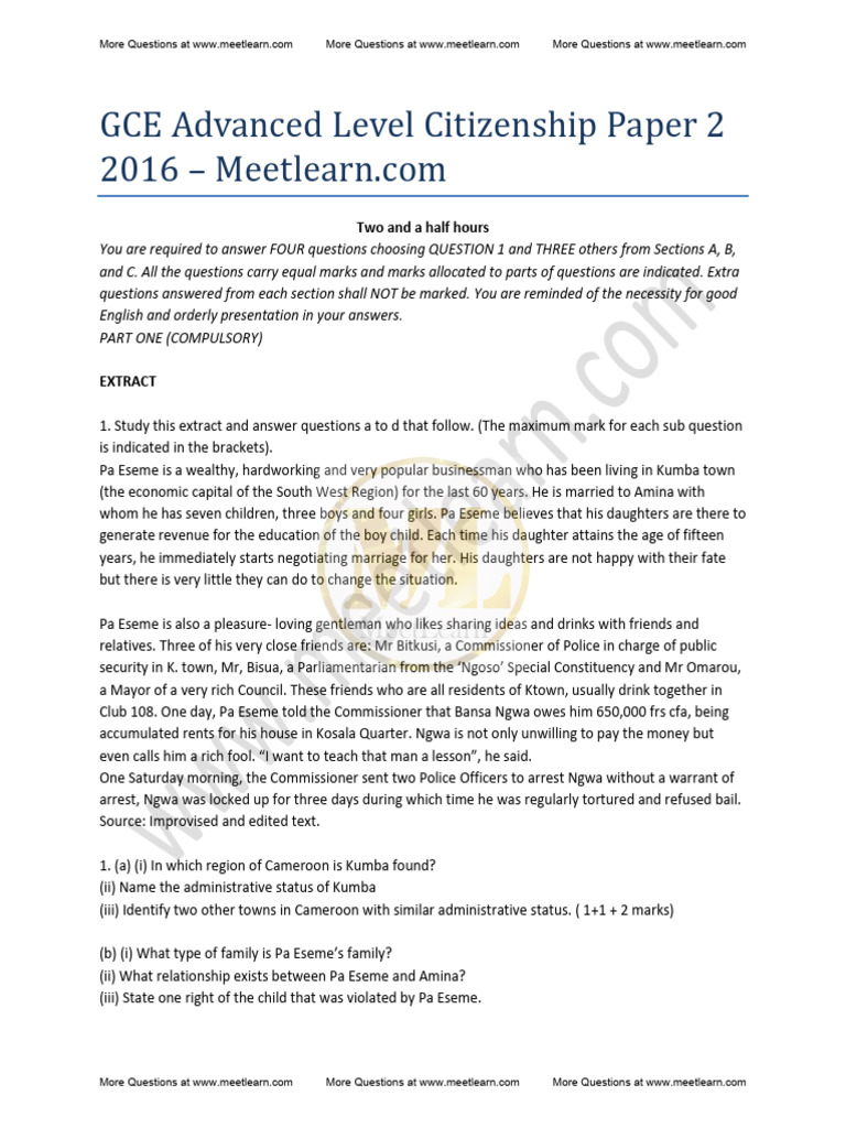 GCE O Level Citizenship Paper 2 Guide | PDF | Justice | Crime & Violence