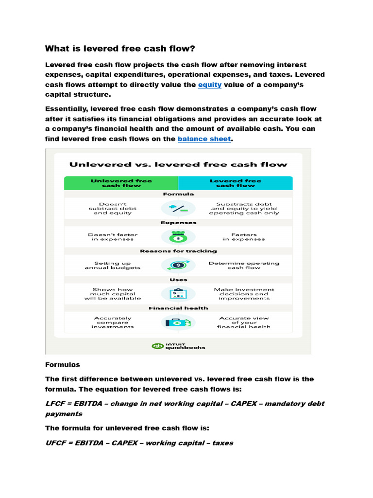 Understanding Levered Free Cash Flow | PDF | Free Cash Flow | Expense