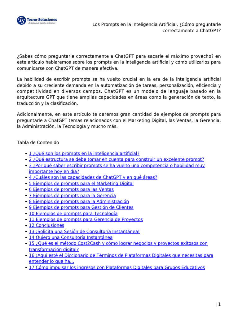 Prompts Efectivos para ChatGPT | PDF | Inteligencia artificial ...