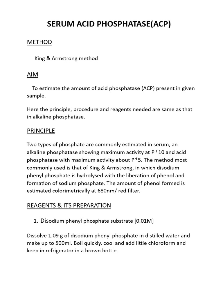 Serum Acid Phosphatase Testing Method | PDF | Sodium Hydroxide | Ph