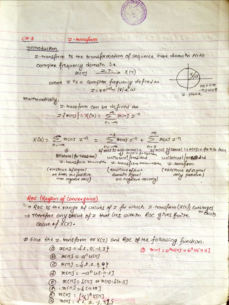CH-3 Z-Transfrom and Inverse Z-Tranform | PDF