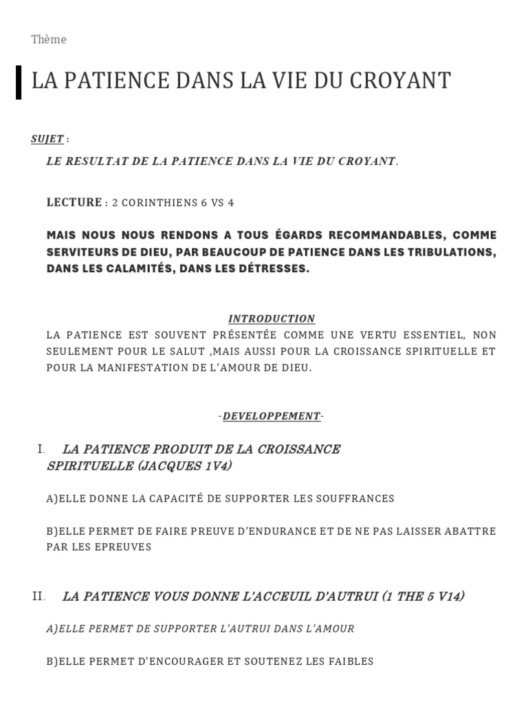 La Patience | PDF