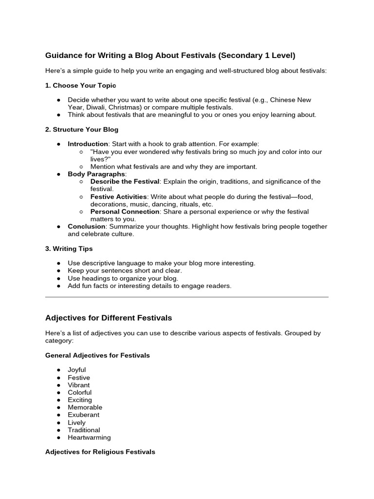Blog Writing Guide for Festivals | PDF | Festival | Halloween